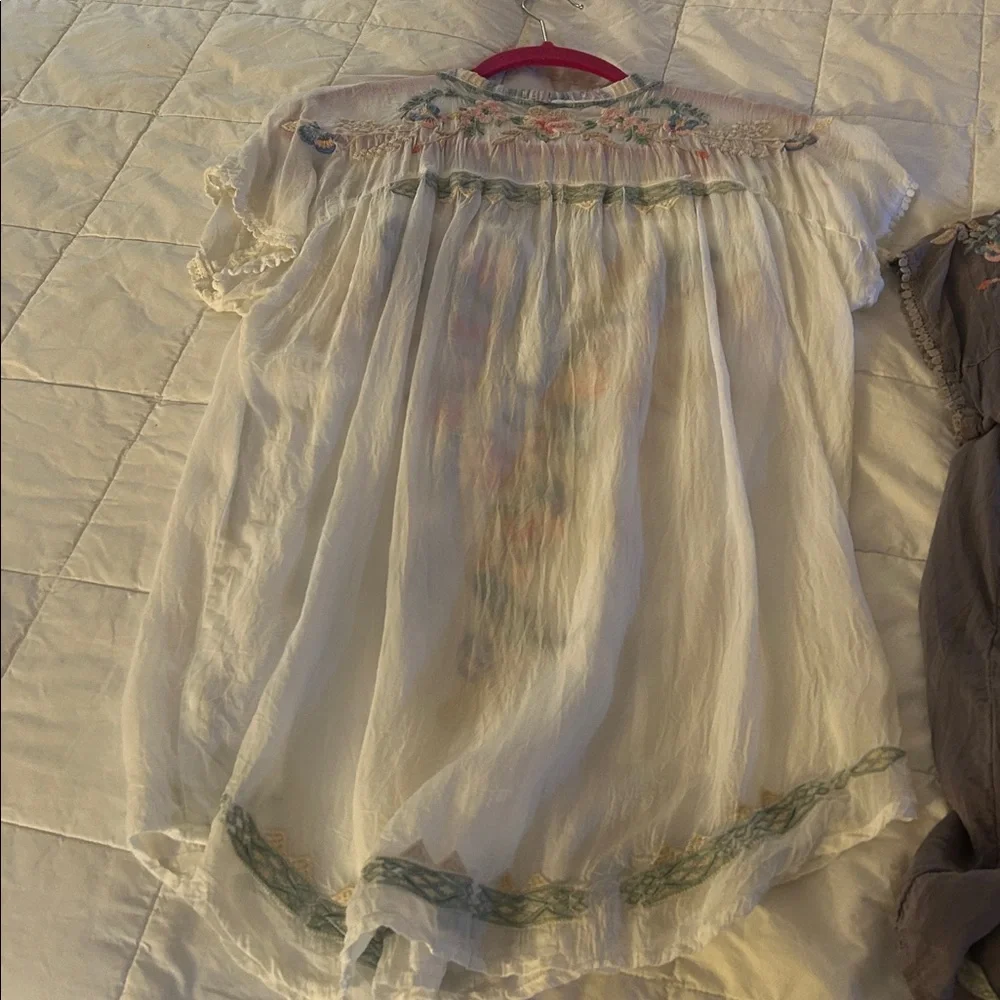Johnny Was White and Gray Embroidered Boho Blouse (Pair) - Picture 4 of 10